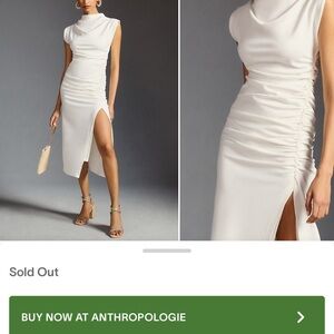 Anthropologie Cream Midi Dress with Side Slit